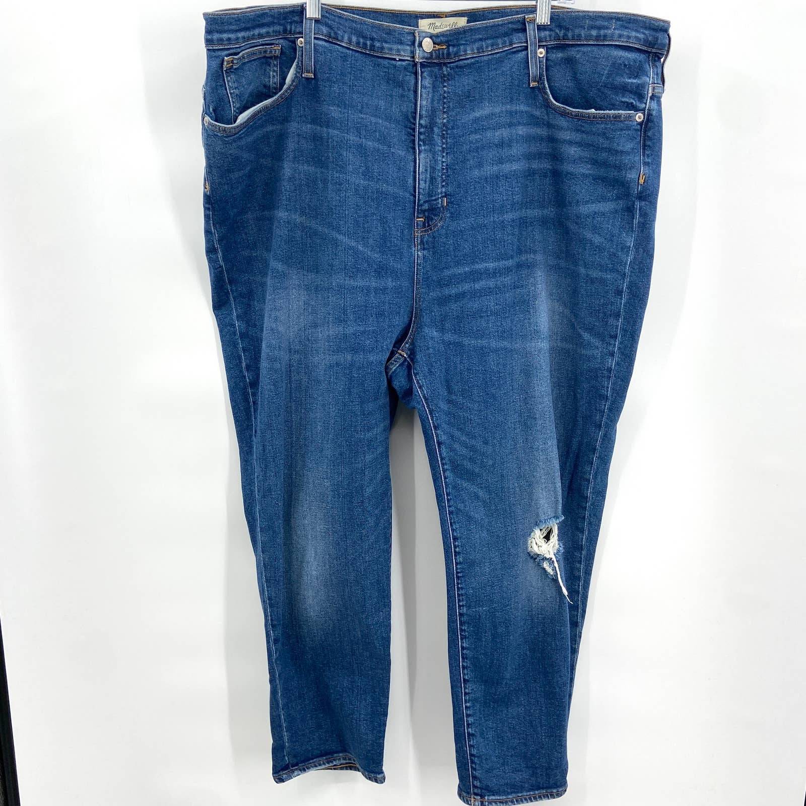 MADEWELL The Mom Jean Distressed Medium Wash Denim Blue Jeans Size 37