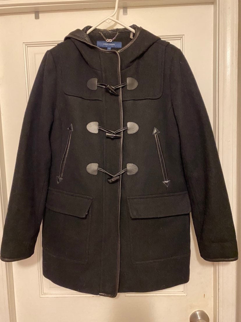 COLE HANN PEACOAT WOOL BLEND with HOOD