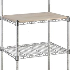 Kitchen Storage Baker's Rack with Removable Top, Chrome/Beige, 18 -23xcv