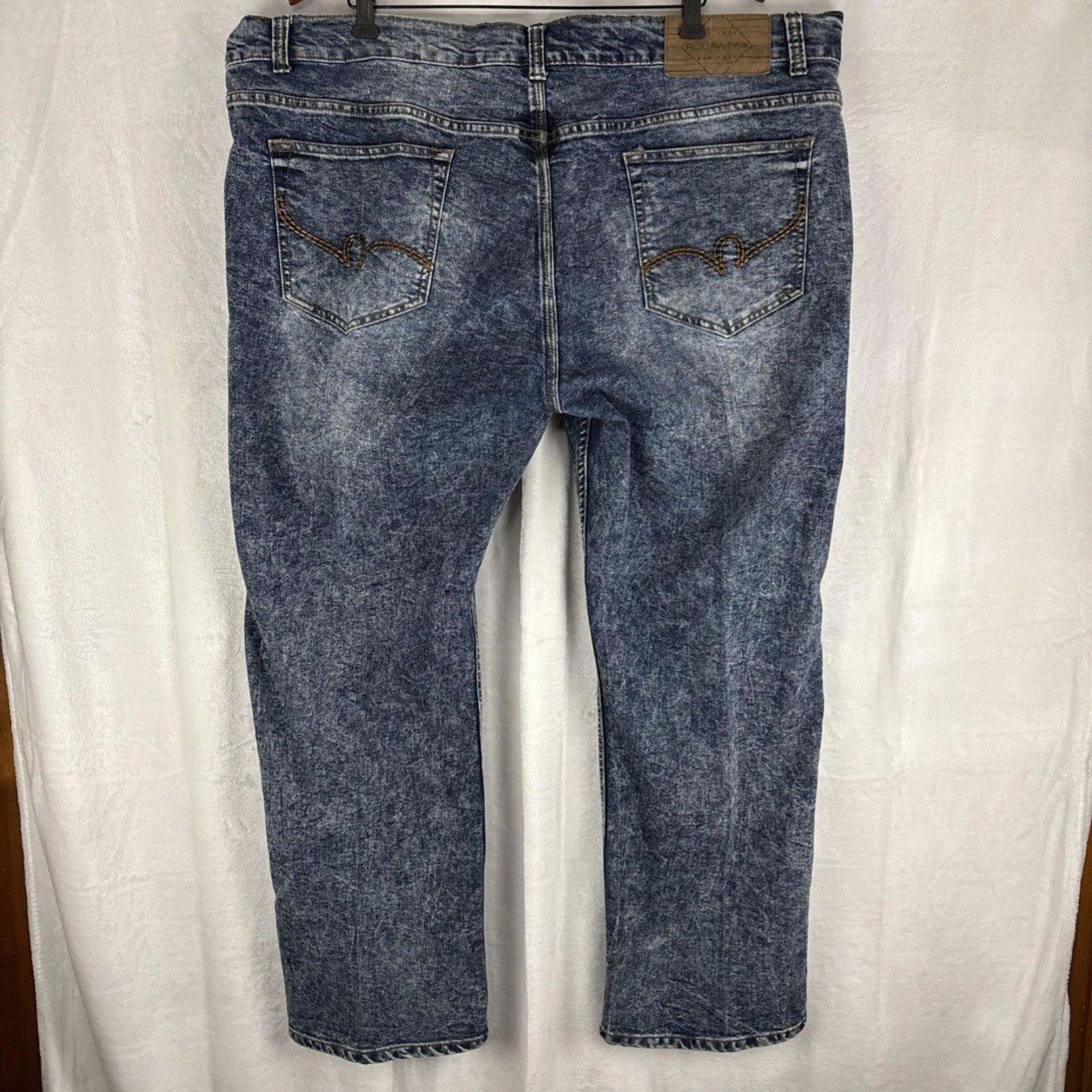 Rocawear Jeans Mens 46x32 Blue Moto Classic Fit Acid Wash Denim Vintage Y2K