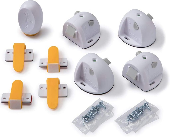 Adhesive Magnetic Lock System, 4 Locks And 1 Key
