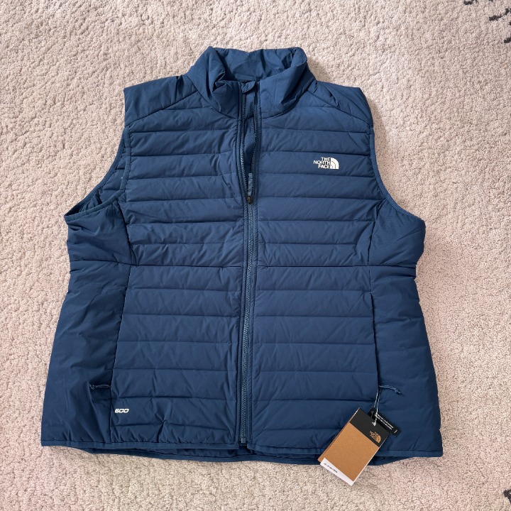 the north face women's strch down vest xxl in shady blue
