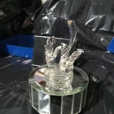 Crystal Glass Swans Carousel Music Box