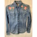 Women's XS Vintage Polo Ralph Lauren Embroidered Floral Roses Denim Pearl Snap