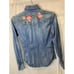 Women's XS Vintage Polo Ralph Lauren Embroidered Floral Roses Denim Pearl Snap