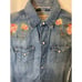 Women's XS Vintage Polo Ralph Lauren Embroidered Floral Roses Denim Pearl Snap