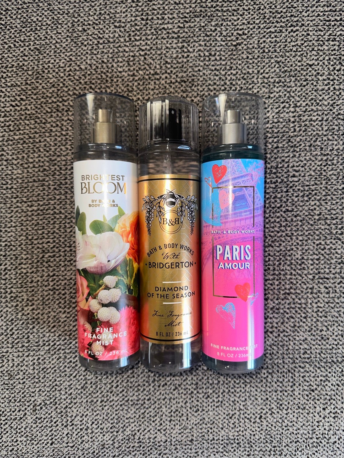 Brightest Bloom, Diamond of the Season & Paris Amour mists Bath & Body Works