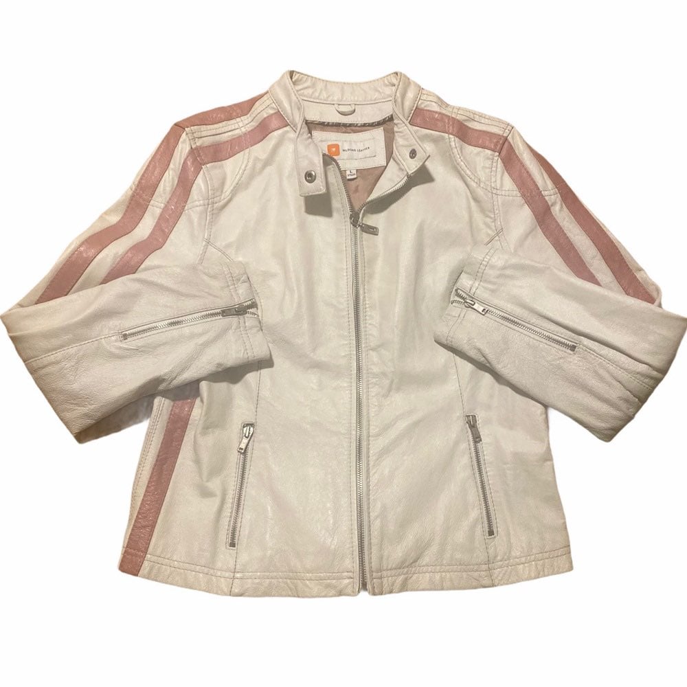 WILSON’S leather zip Moto jacket coat L