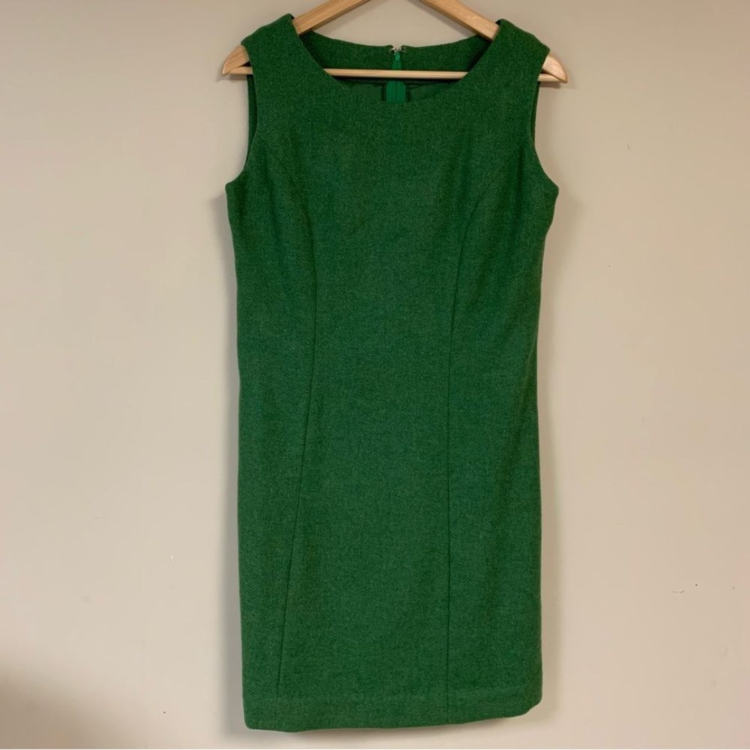 Vintage 60s 70s Green Wool Dress 8-12 Groovy Mini GoGo Mod Retro Hippie Classic