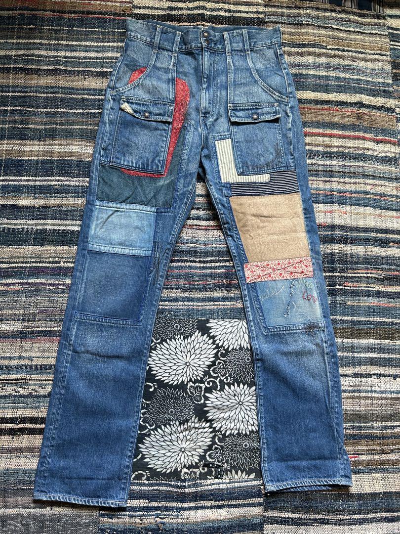 kapital kountry denim patchwork trail pants