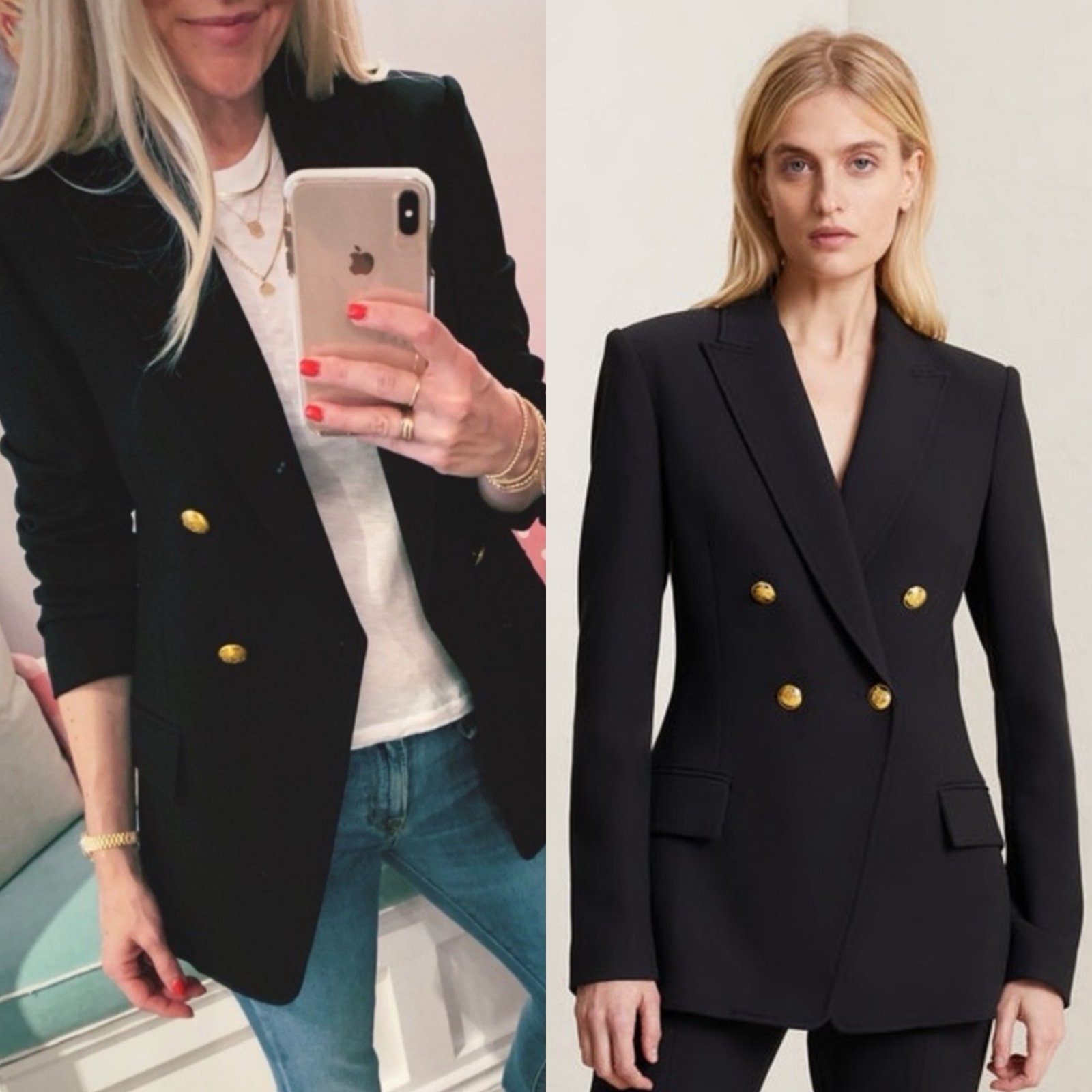 A.L.C. Sedgwick II Double Breasted Gold Button Blazer in Black Sz 6