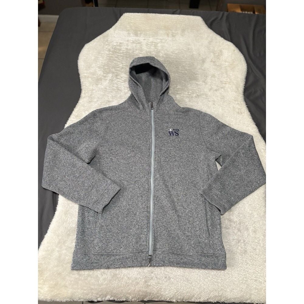 Peter Millar Mens Full Zip Gray Hoodie Sweater Size Large White Sox
