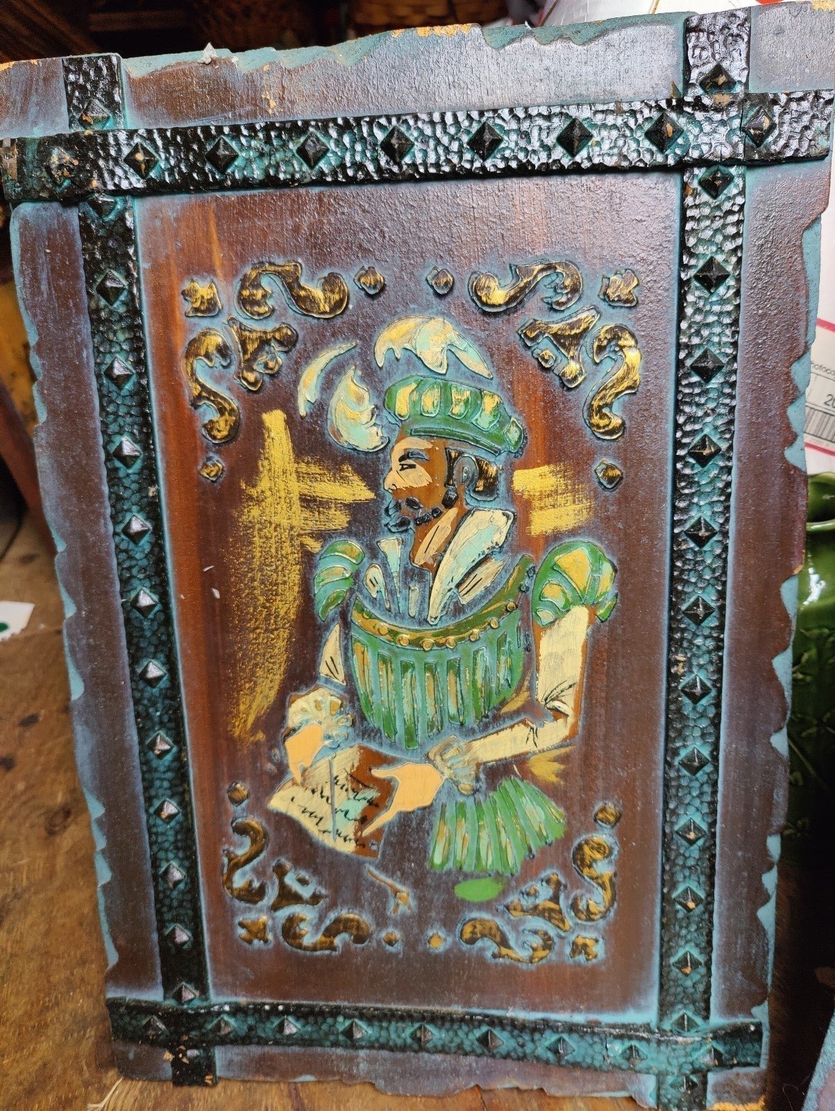 Vintage Antique Set Medieval Man Woman 25' 3d Relief Ornate wall deco