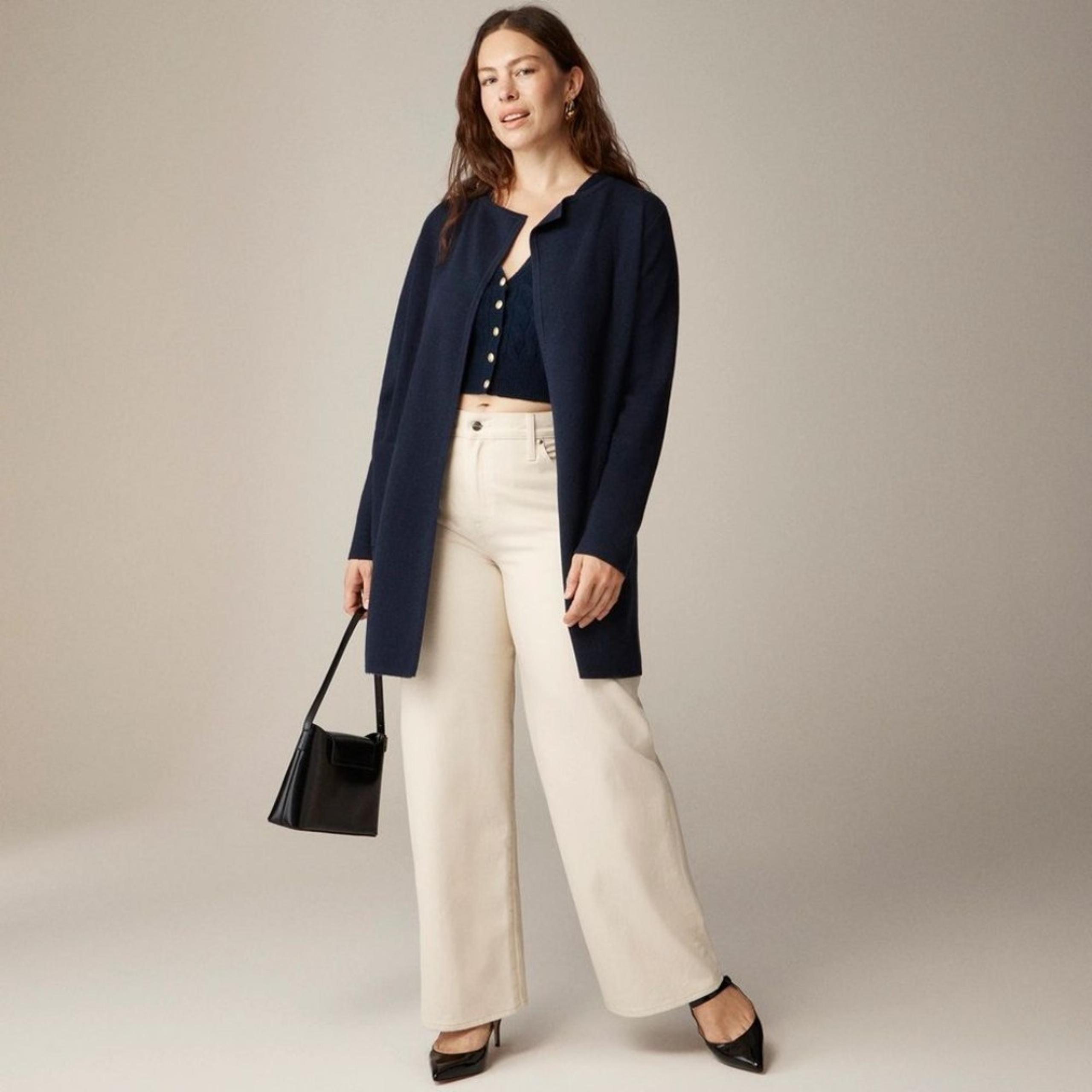J. Crew Women’s Juliette collarless sweater-blazer Navy Size L NWT #J6339 - J.Crew