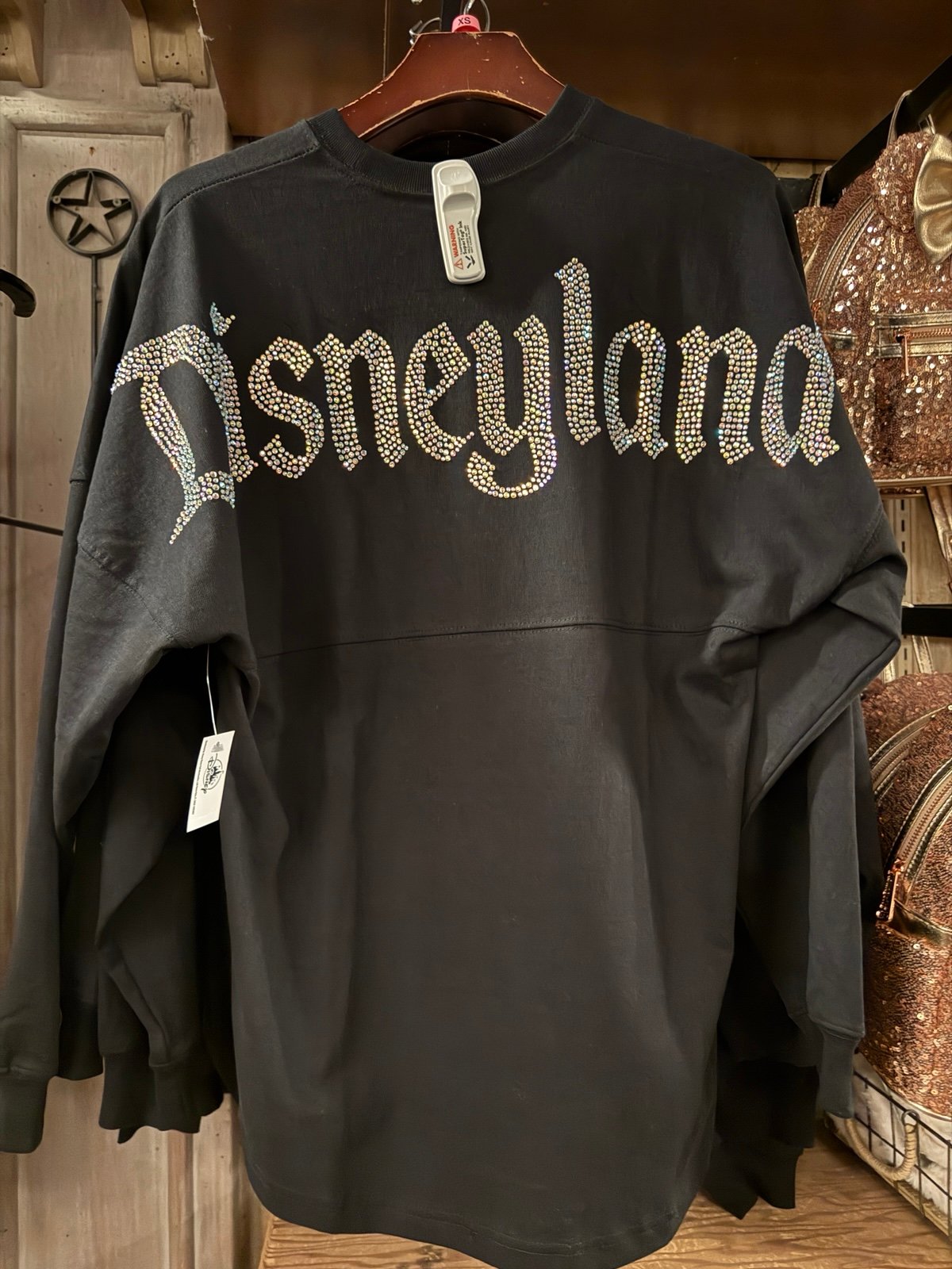 Disney Parks Disneyland Rhinestone Black New Spirit Jersey Sz XL