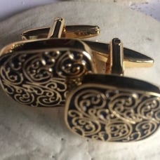 Vintage Zodaca Men’s cufflink in Roman’s Black And Gold Carved Style