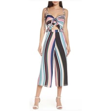 Ali & Jay Womens Fiesta Stripe Chiffon Crop Jumpsuit Multi Medium