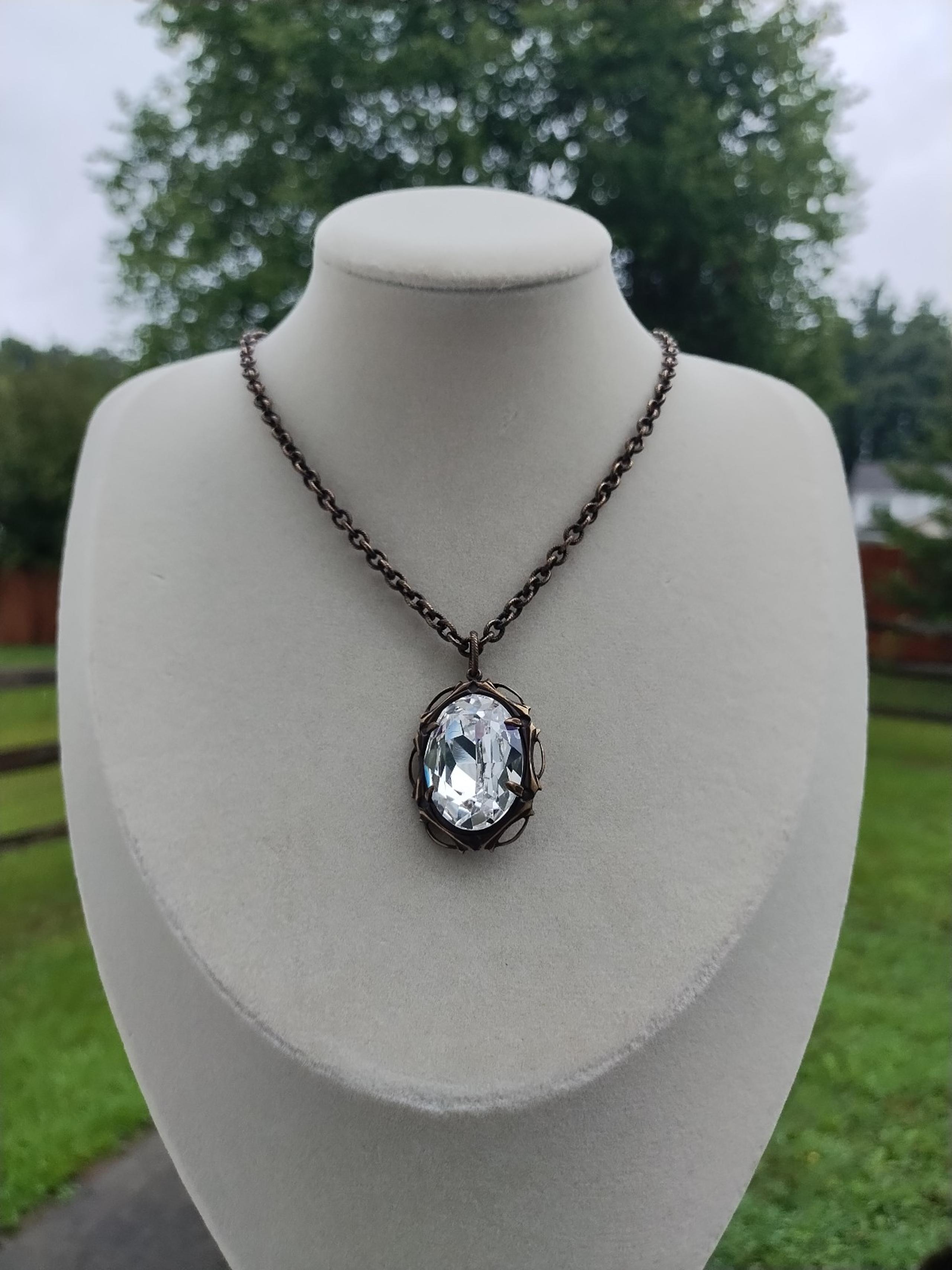 Genuine Crystal, Necklace Antique Brass 18" - Swarovski