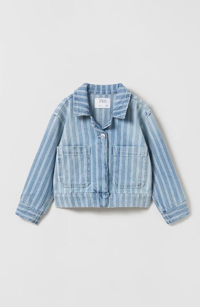 Zara kids girls STRIPED DENIM JACKET coat 9-10 years