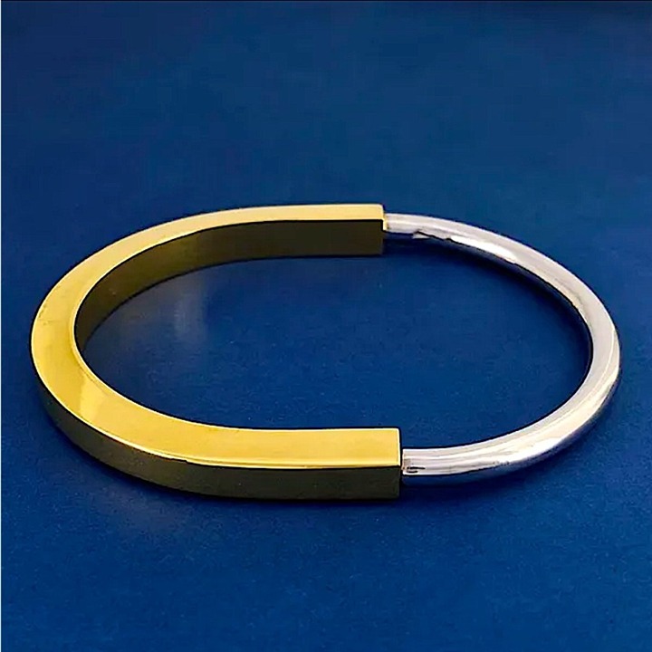 Silver Gold Lock Bangle Bracelet Nail