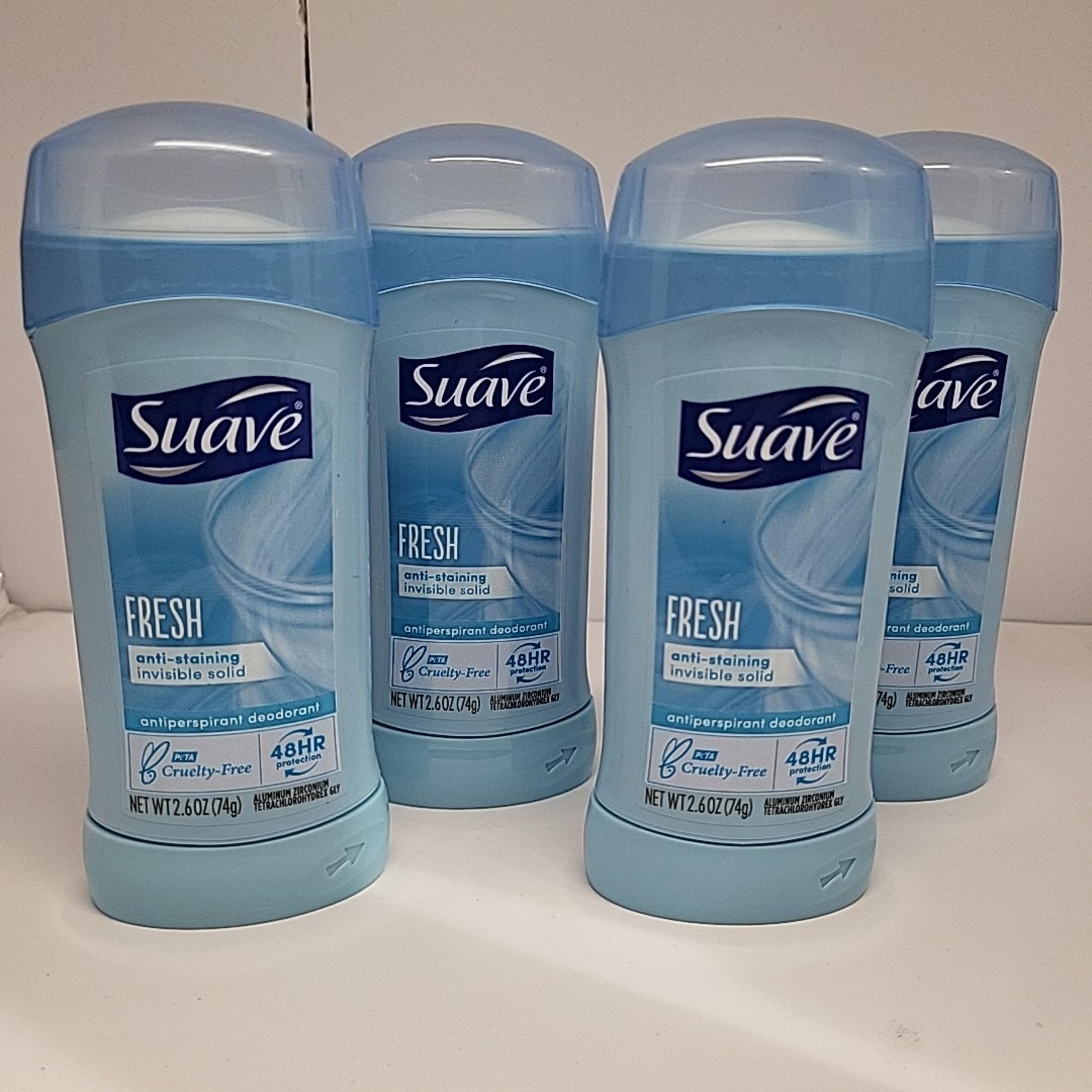 Suave Deodorant 2.6oz, 24Hr FRESH Invisible Solid, 4 Pack