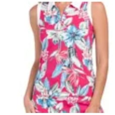Tommy Bahama Golf Racquet Paddle 1/4 Zip Sleeveless Golf Polo Shirt WOMEN SZ XS