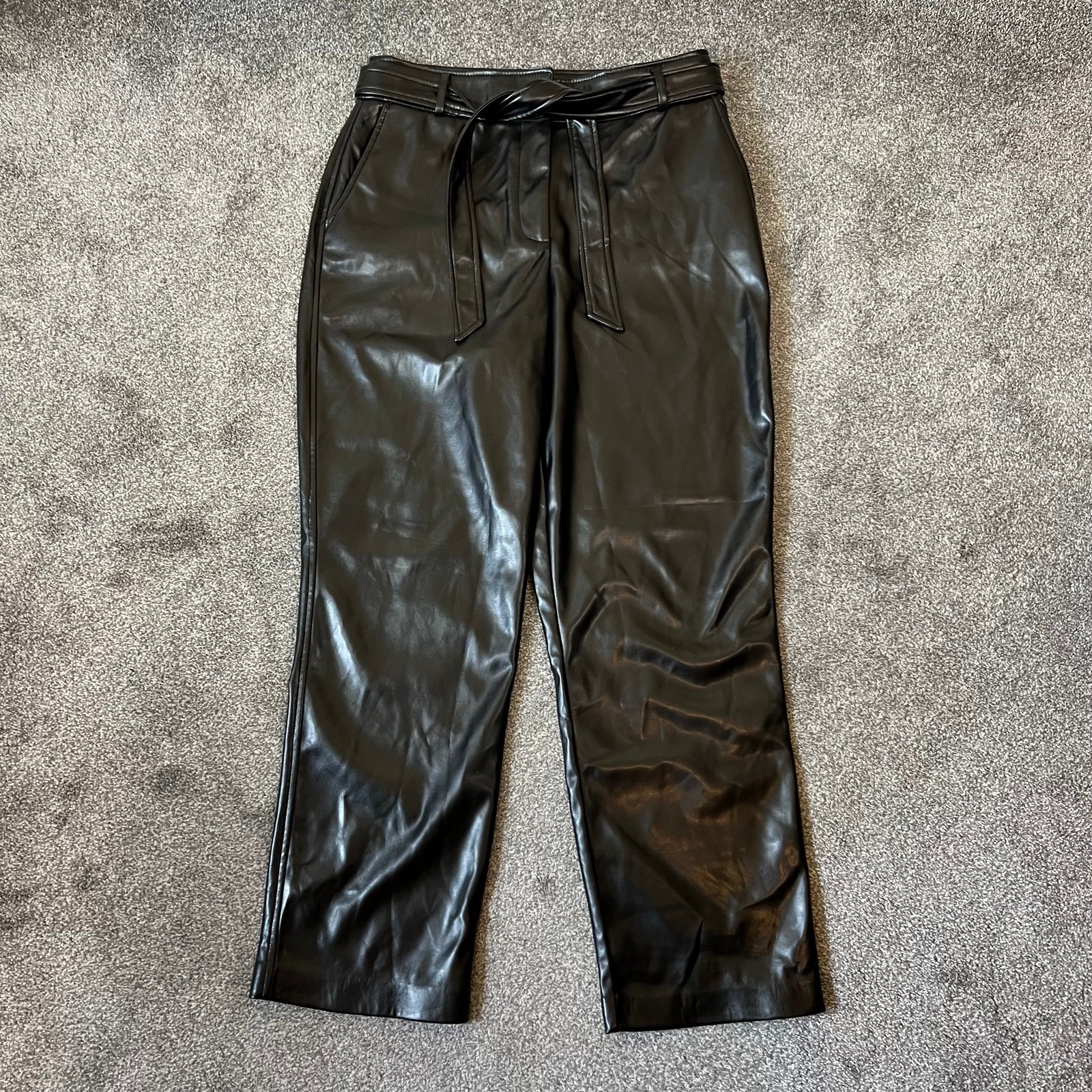 bailey 44 black faux leather tie belt pants