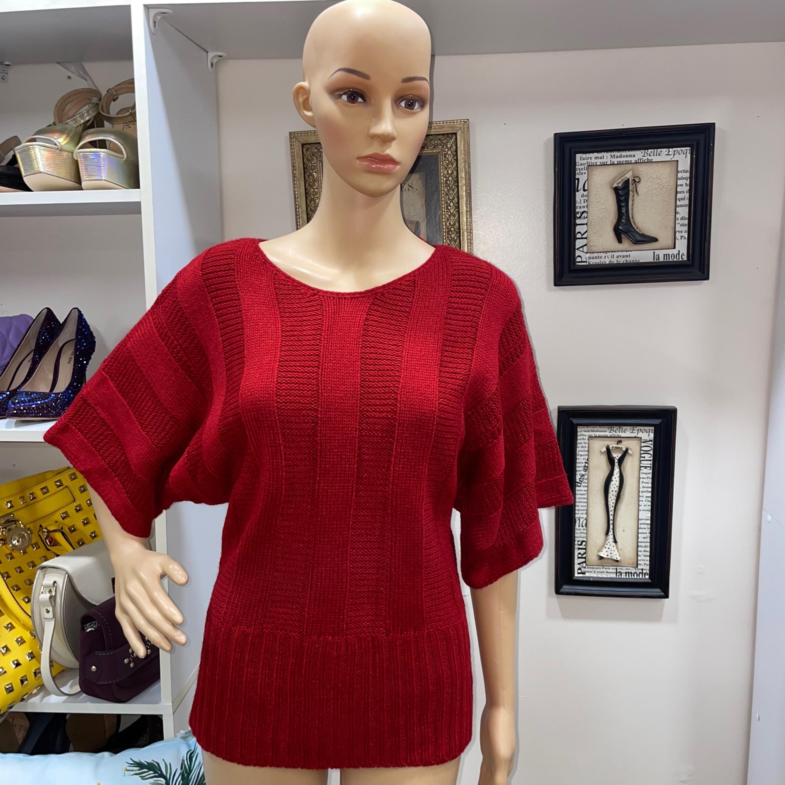 United States Sweaters NWT! Prada Red Crew Neck Short Sleeve Sweater