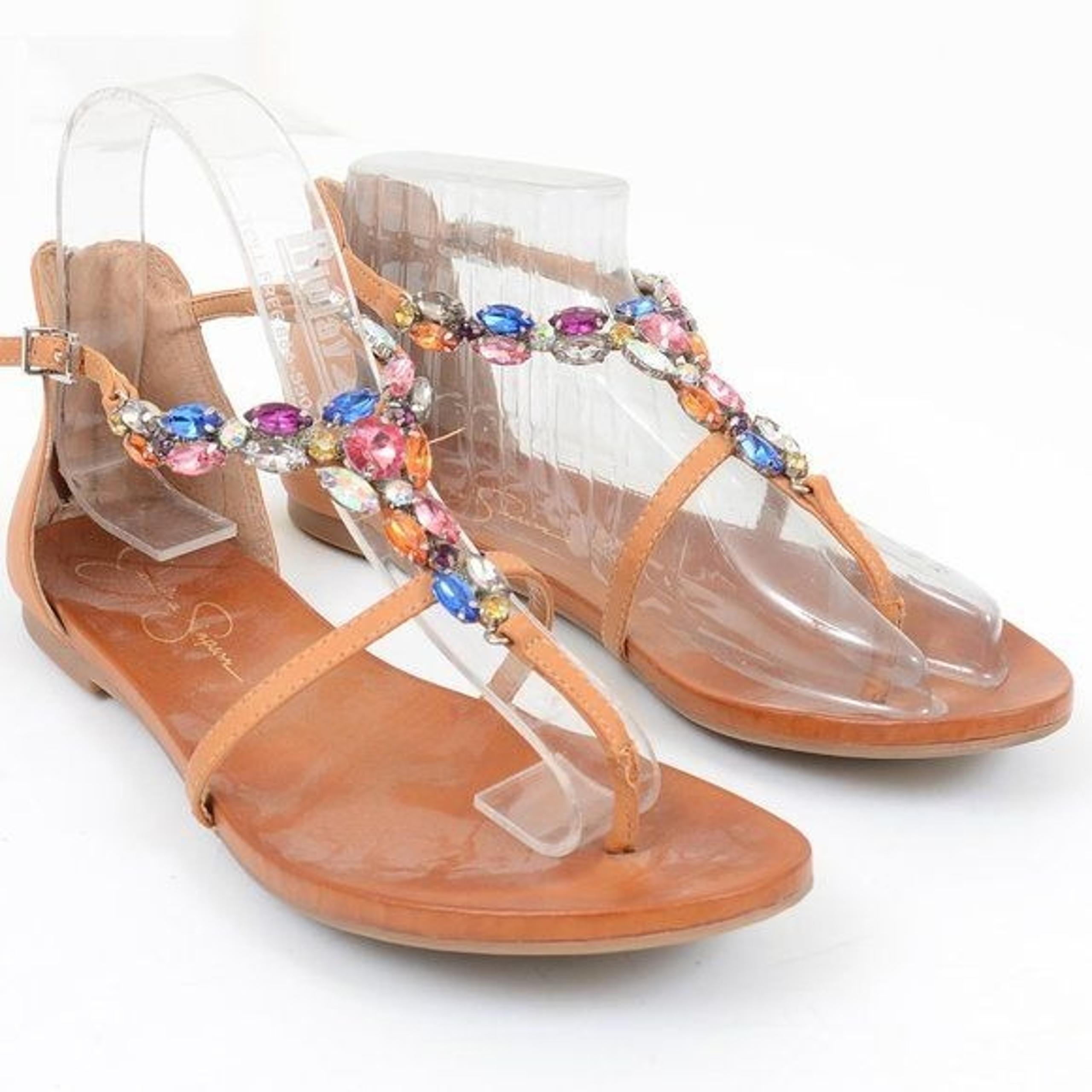 Jessica Simpson Faceted Colorful Rhinestones Women's 8 Whitten Dress Sandal
