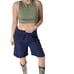 Vintage y2k oversized cargo loose blue dress shorts knee length elastic Sz 10