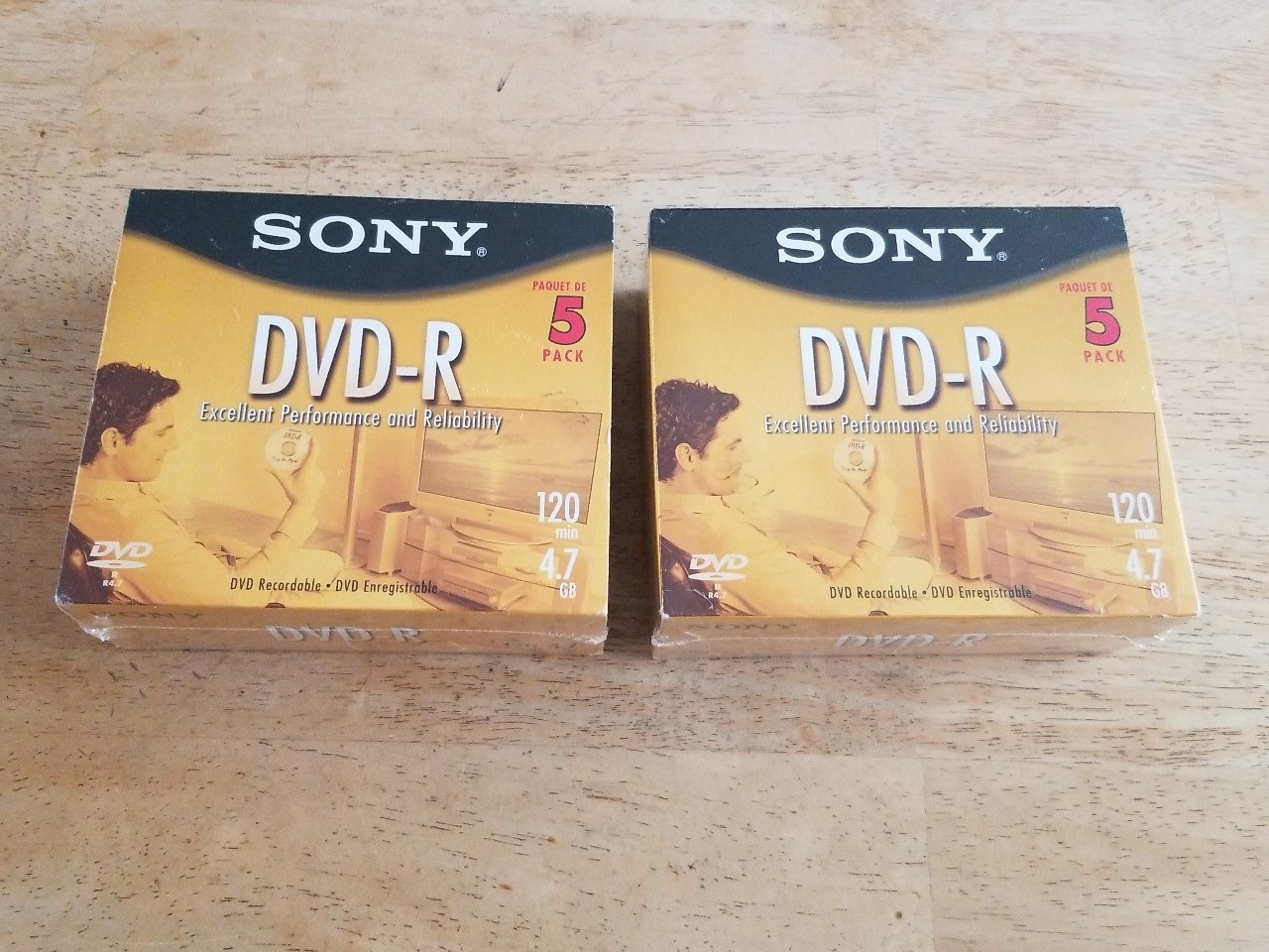 SONY DVD-R 120 MIN. 4.7 GB 5 PACK X2 SEALED NEW