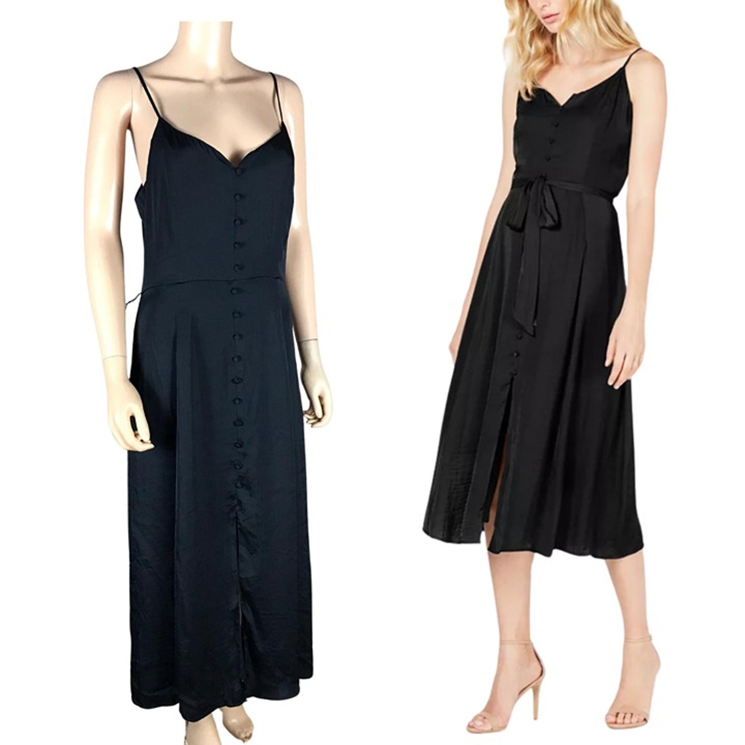VINCE CAMUTO Black Satin A-Line Midi Dress NWOT 6