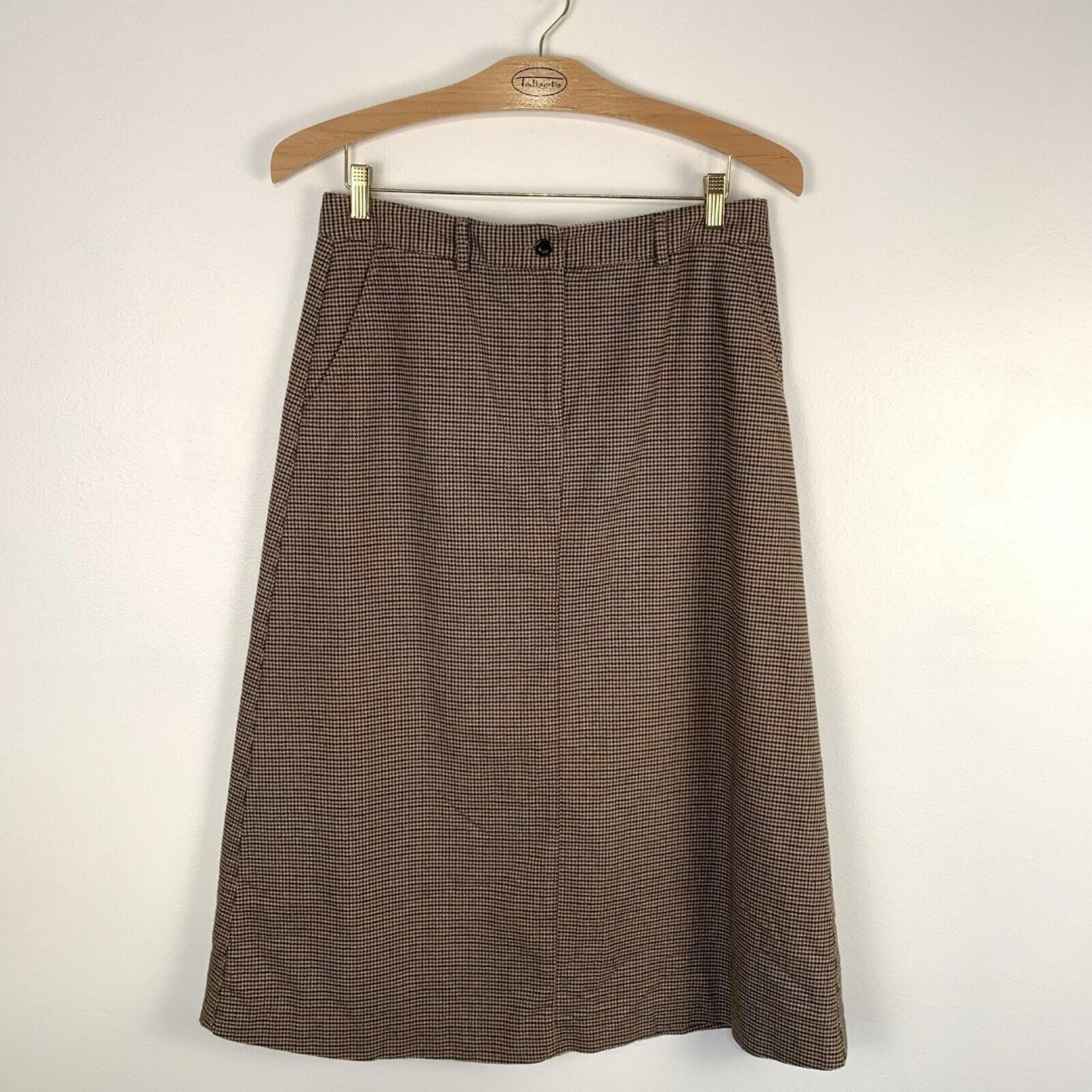 LL Bean Womens Skirt Maxi Long Houndstooth Pockets Modest Lined Classic Fit 10