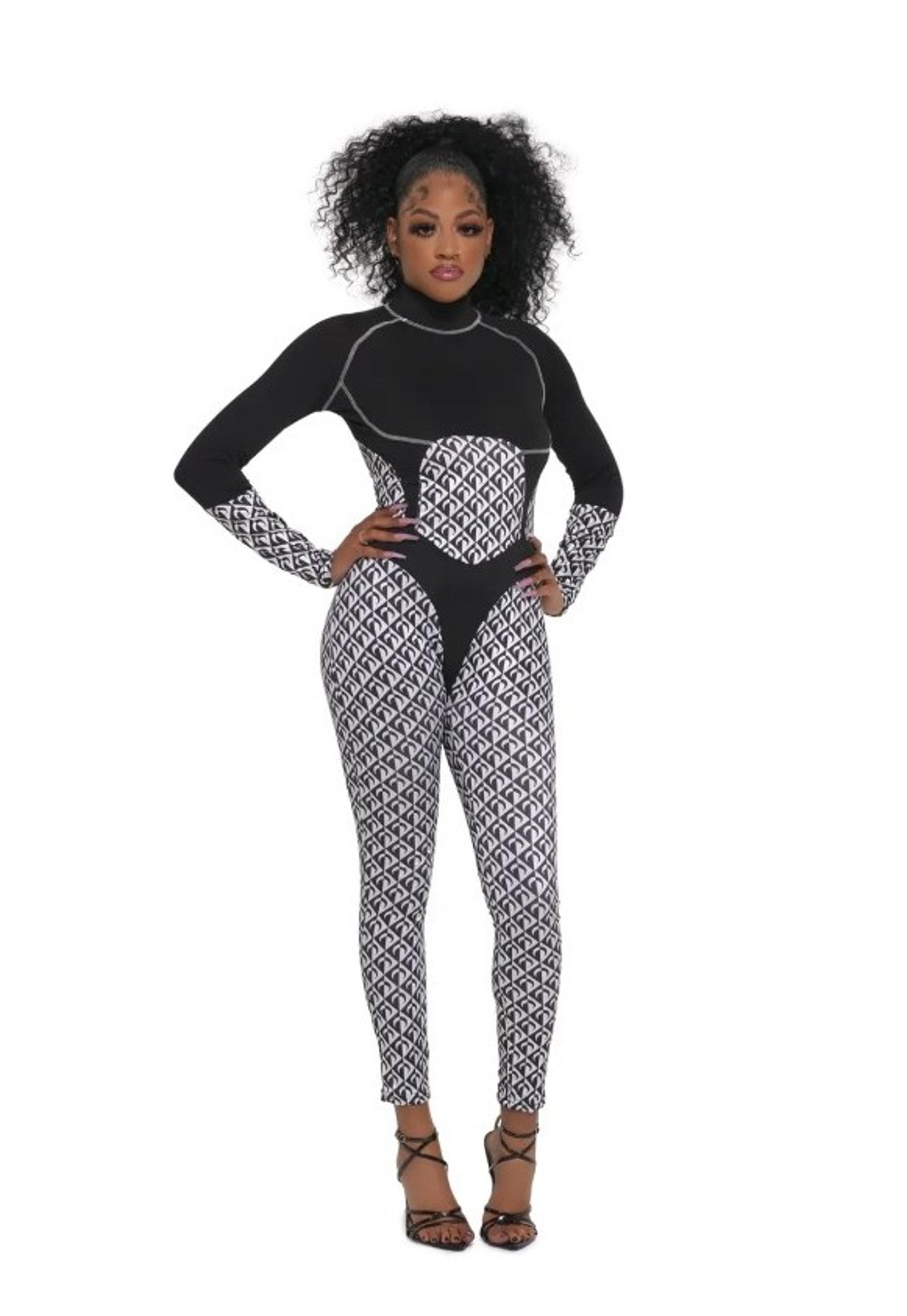Lala Black Streetwear Autumn Fashion Skinny Slim Bodycon Jumpsuit Size Small