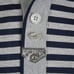 Vintage 80s Giorgio Armani Eagle Crest Navy & Gray Striped Casual Polo Shirt