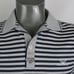 Vintage 80s Giorgio Armani Eagle Crest Navy & Gray Striped Casual Polo Shirt