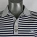 Vintage 80s Giorgio Armani Eagle Crest Navy & Gray Striped Casual Polo Shirt