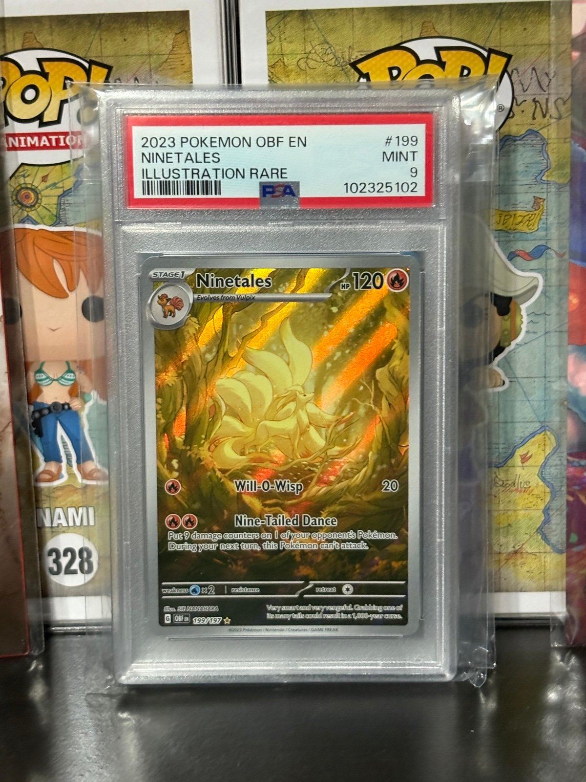 Ninetails 199/197 IR Pokemon SV03 Obsidian Flames PSA 9