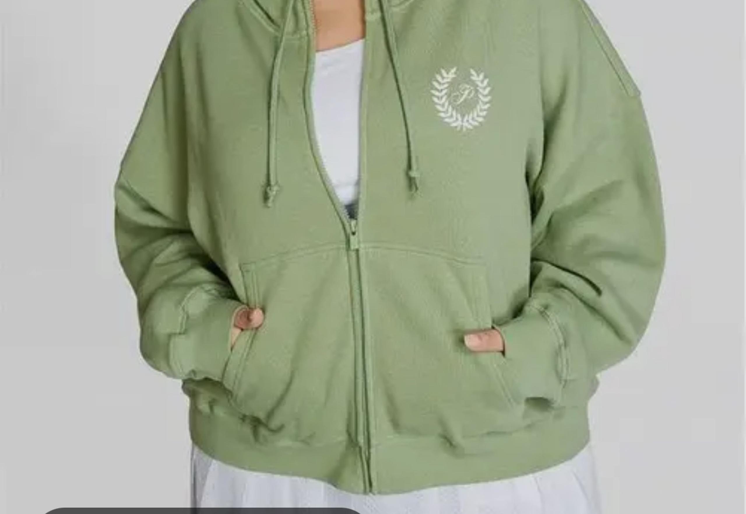 Victoria's Secret PINK Ivy Full Green Zip Fleece Hoodie