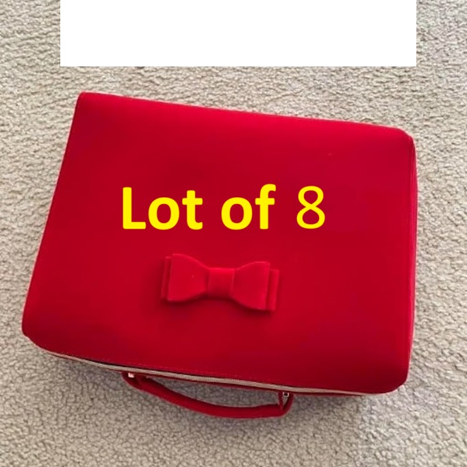 Lot of 8 Estee Lauder Red Bowtie Velvet makeup case