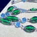 Vtg: ART DECO Czech Glass /Emerald Rhinestone 30” necklace