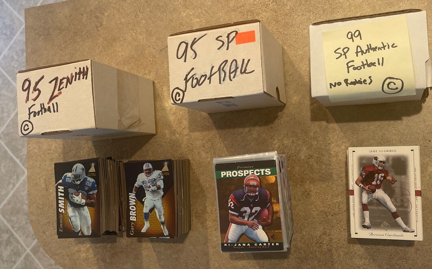 Lot of (3) Complete Football Sets 1995 Zenith 1995 Upper deck SP 1999 Authentic