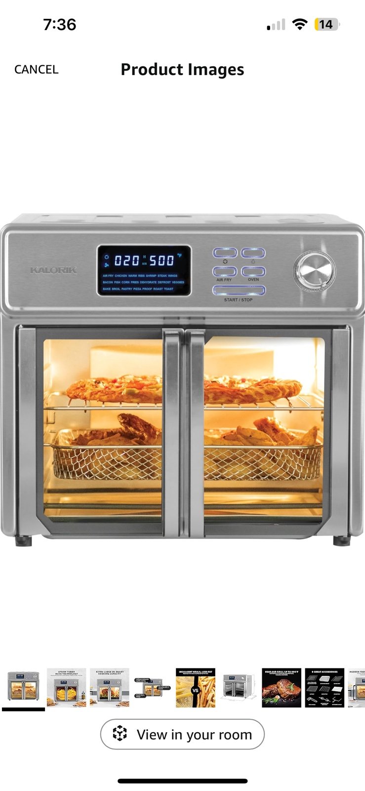 Kalorik MAXX® Digital Air Fryer Oven, 26 Quart, 10-in-1 Countertop Toaster Oven