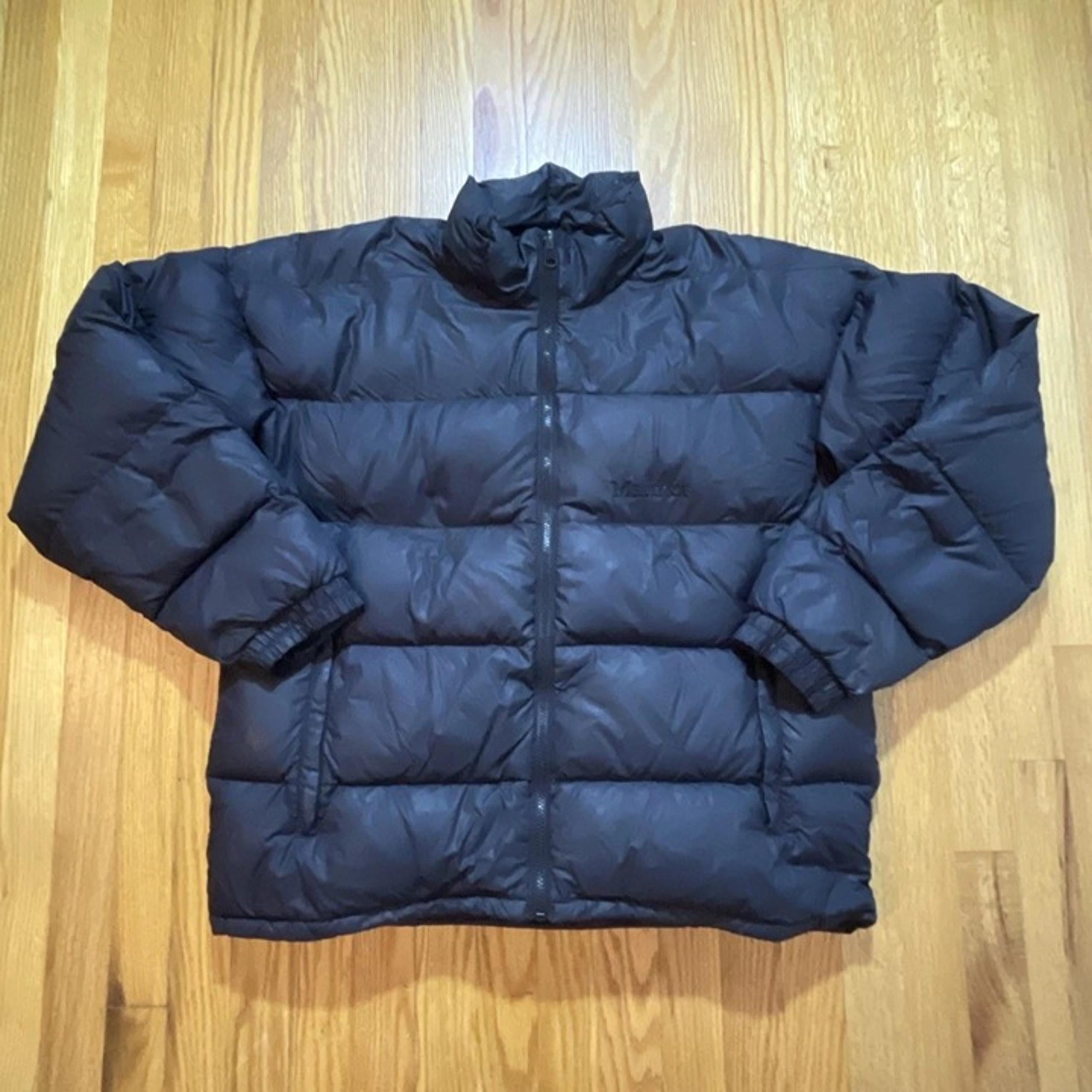 Vintage Down Puffer Jacket Coat Size Large Full Zip Goose Down Fill Black - Marmot
