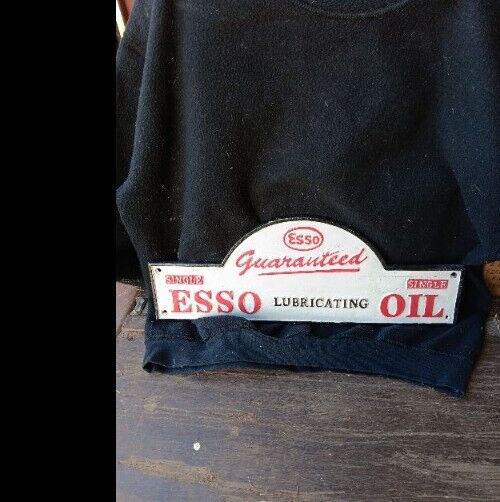 Cast Iron Esso Oil Guaranteed Sign