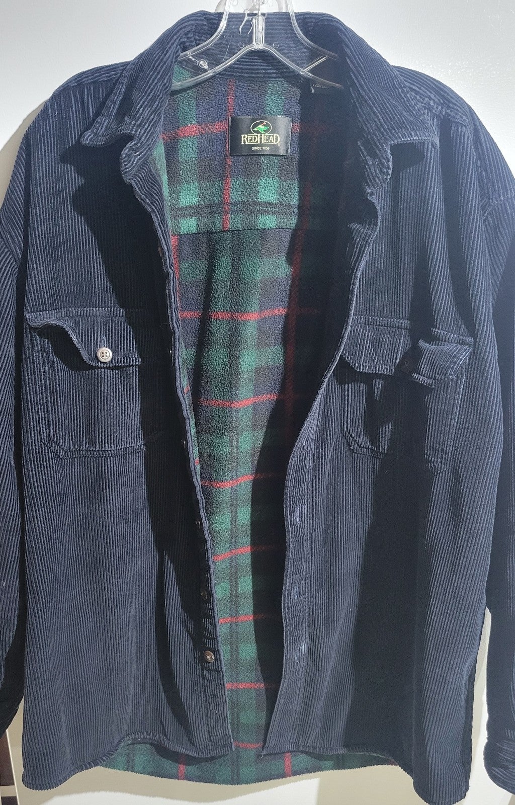 Vtg. Red Head Blue Corduroy Jacket Flannel Lining Multicolored Size L