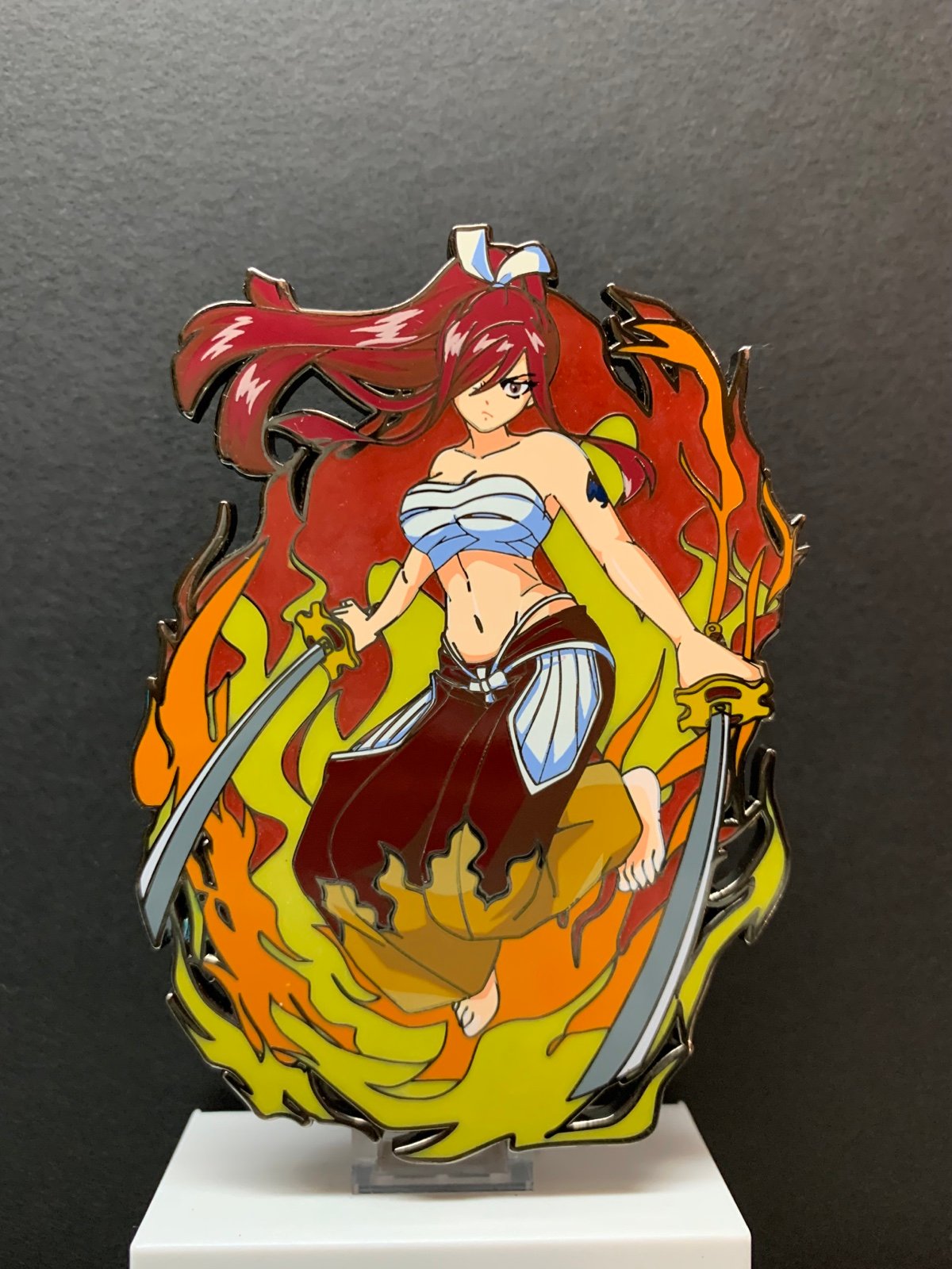 Erza Scarlet In Flames Fairy Tail Man On The Moon Pin