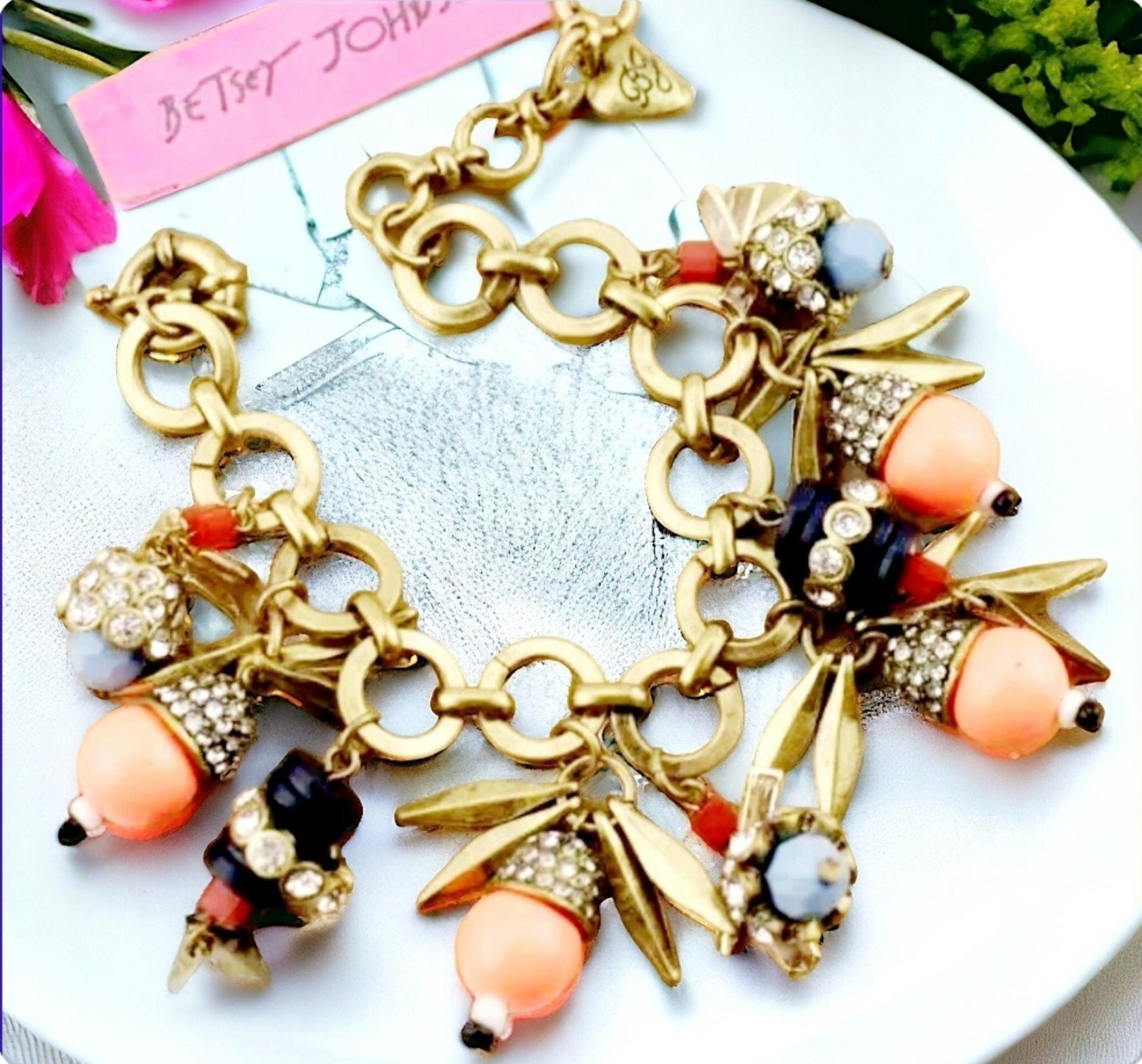 #1935 Boho multicolor Crystal charm bracelet with adjustable chain BOGO