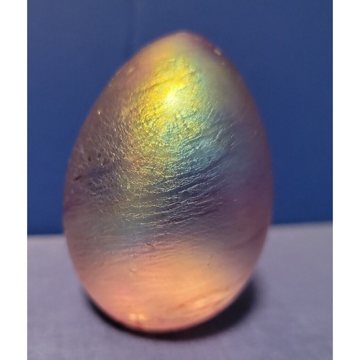 OBG 1988 ART GLASS EGG PINKISH COLORS 3 Beautiful Gorgeous.