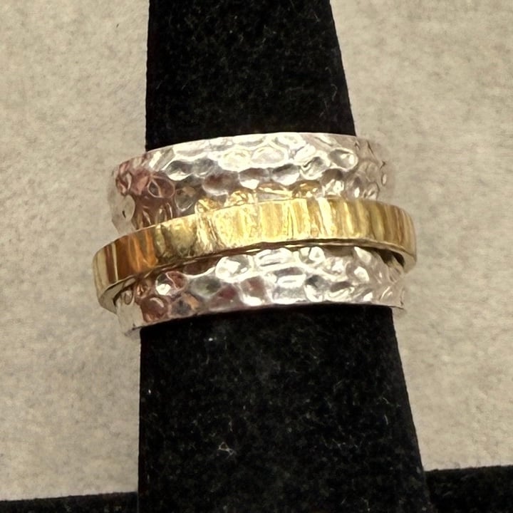 Silpada Sterling Silver and 14k Gold Plated Spinner Ring, Fits Size 6.25